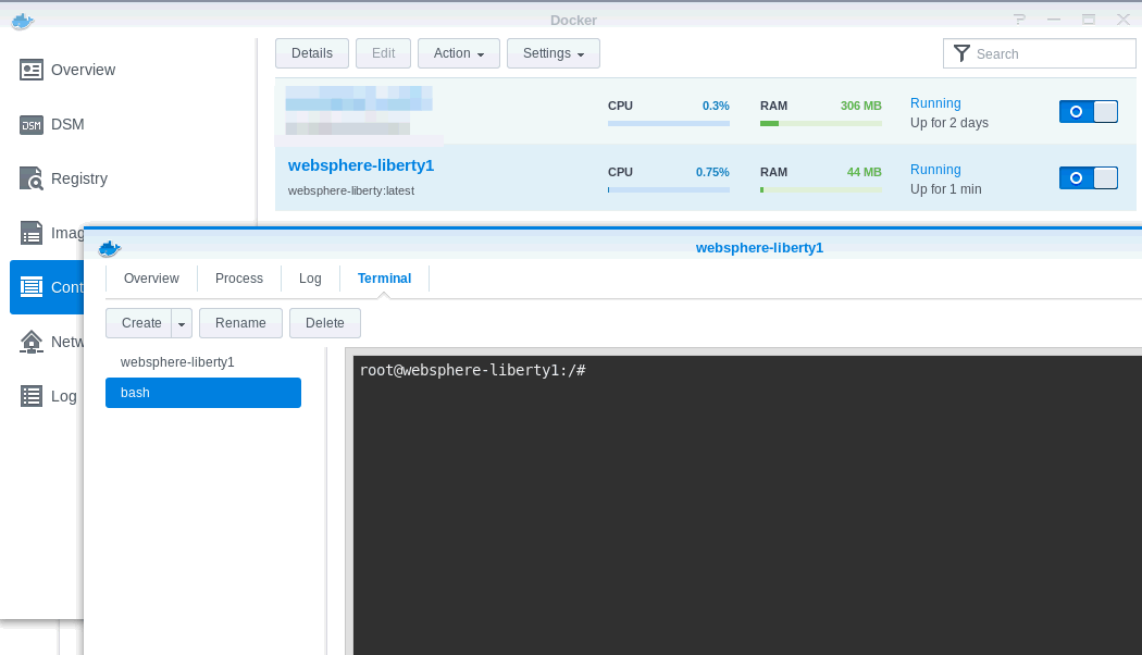 Image:WebSphere liberty docker on Synology NAS