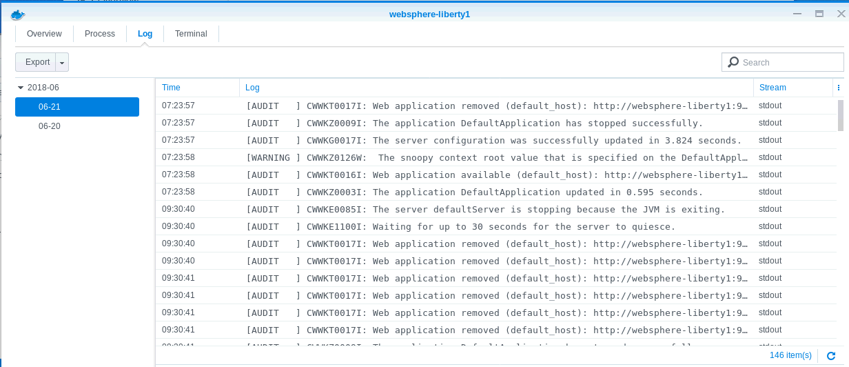 Image:WebSphere liberty docker on Synology NAS