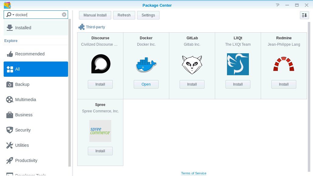 Docker interface