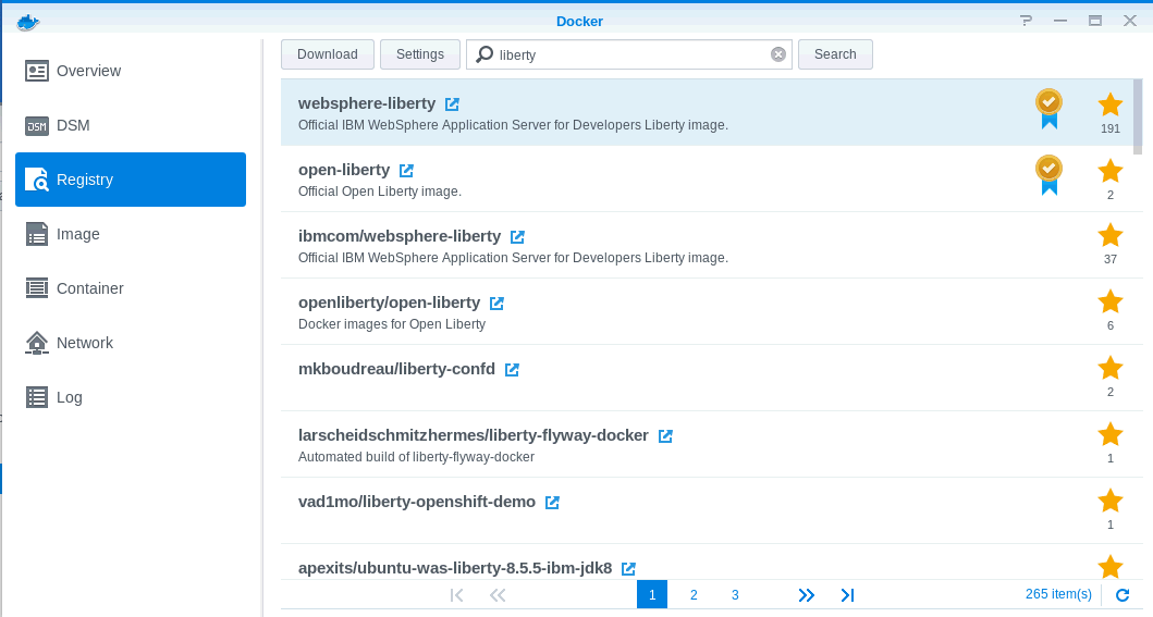 Image:WebSphere liberty docker on Synology NAS