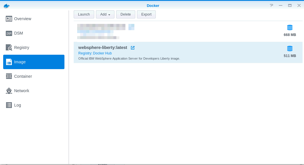 Image:WebSphere liberty docker on Synology NAS