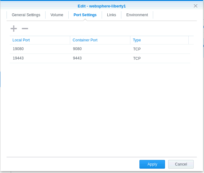 Image:WebSphere liberty docker on Synology NAS